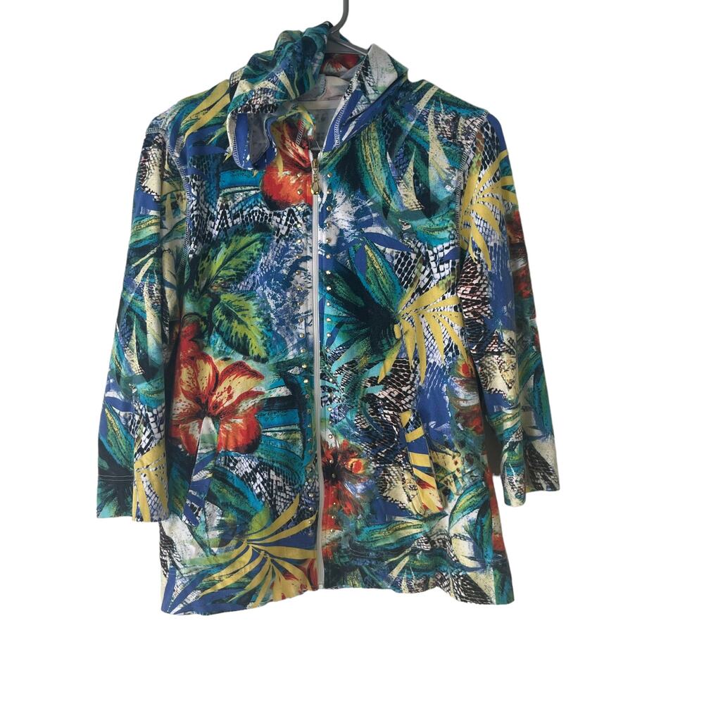 Sport Couture Size Medium Multicolor Vacation Tropical Floral Light‎ Jacket